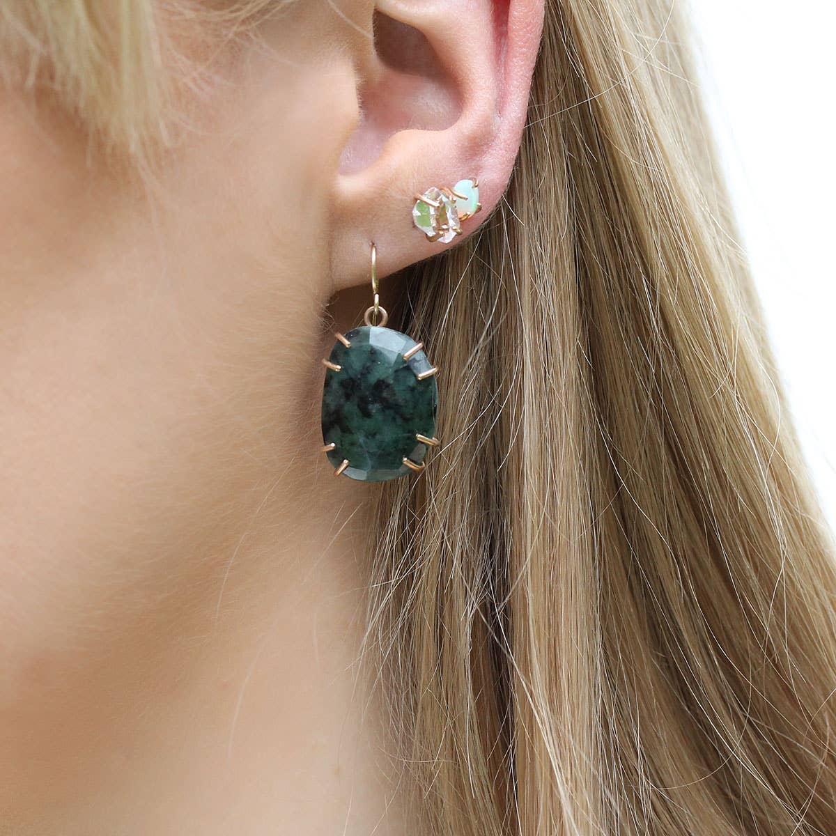 Emerald Windowpane Earrings