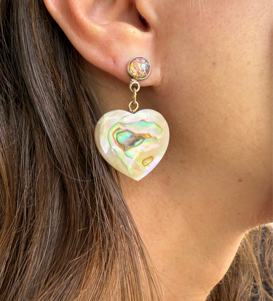 Abalone Heart Earrings