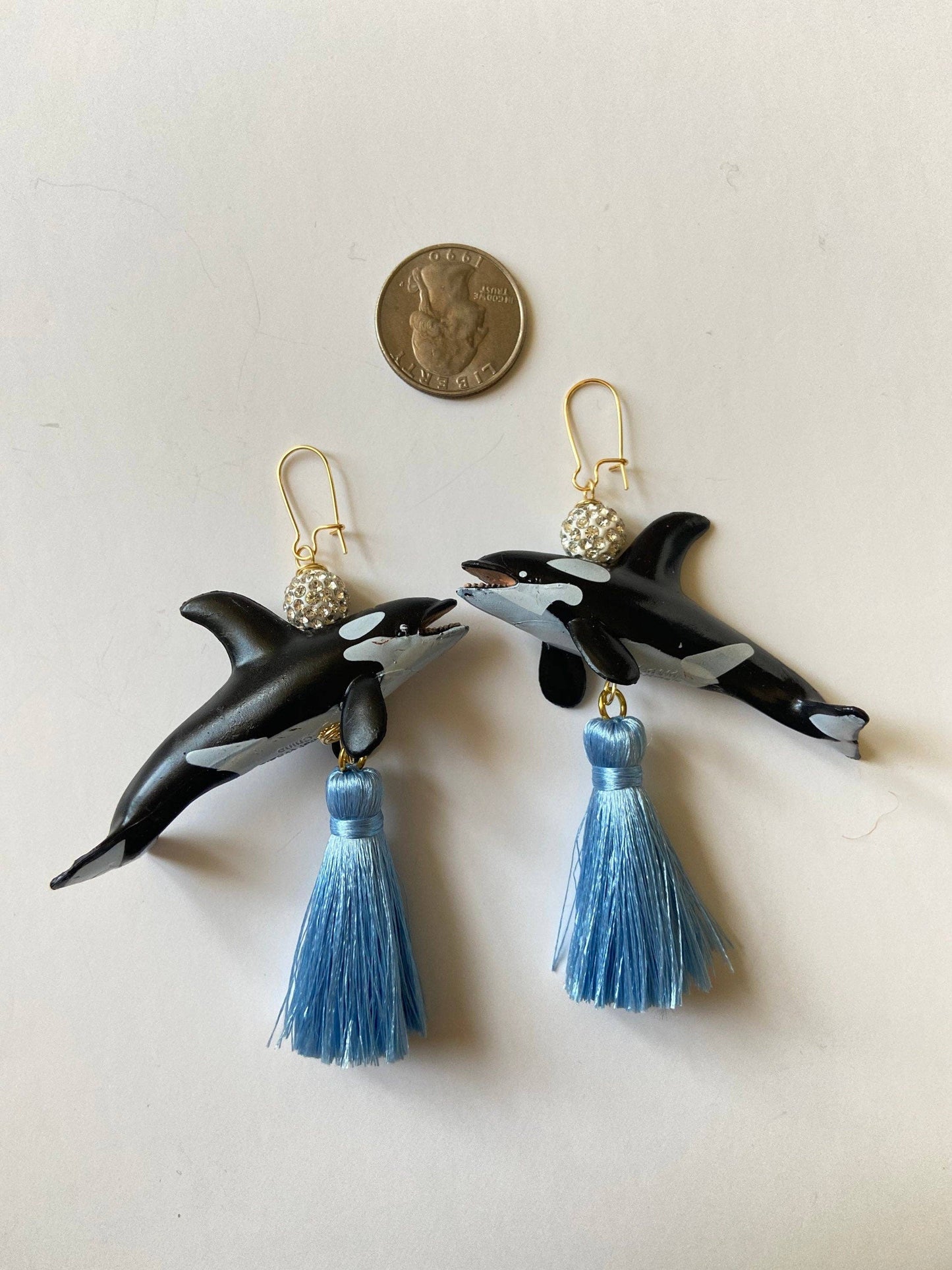Orca Whale Tassel Earrings