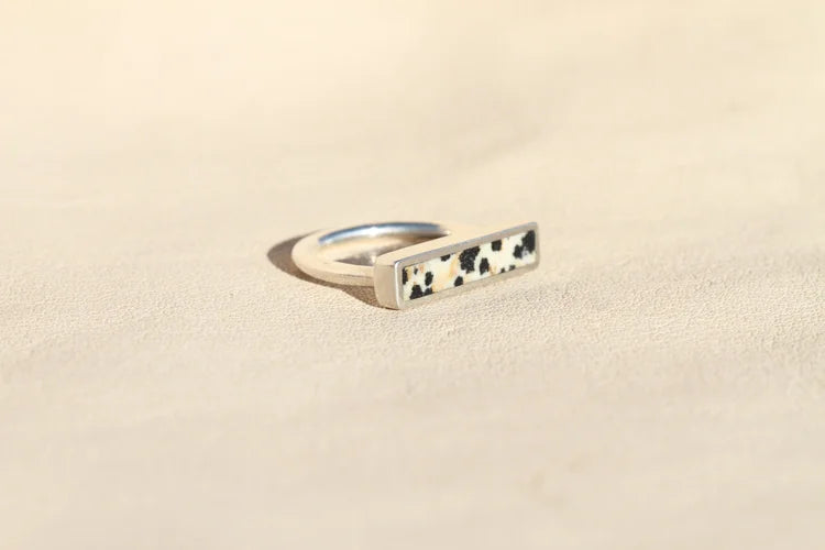 Dalmatian Jasper Stone Stacker Ring