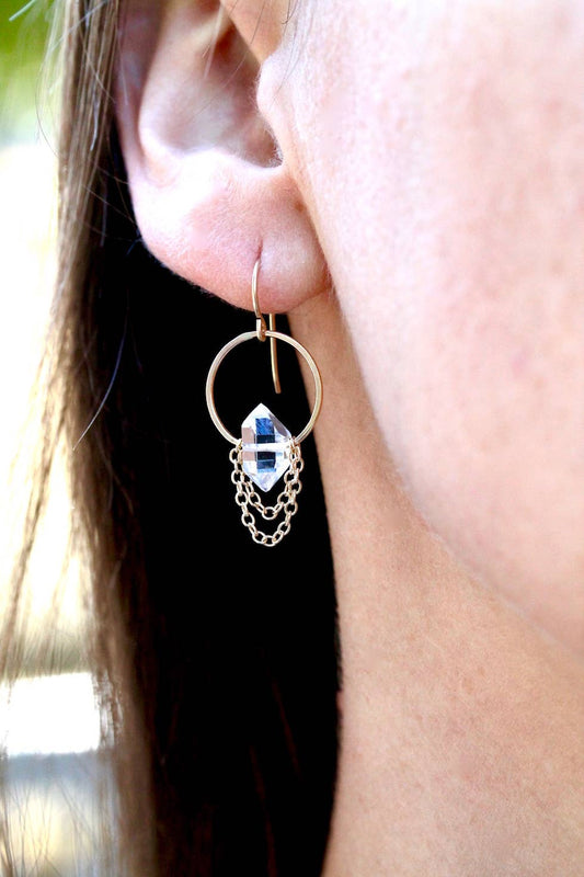 Herkimer Diamond Drape Earrings 14k Gold Filled