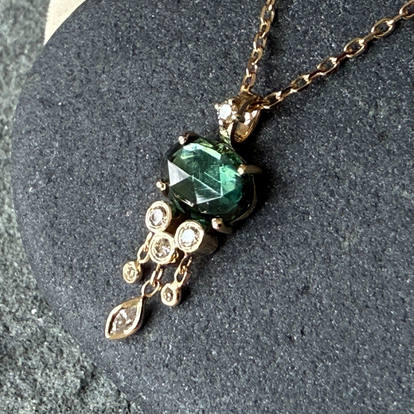 Tourmaline and Diamonds Jellyfish Necklace