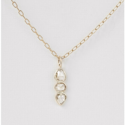 3 Rose Cut Diamonds Necklace