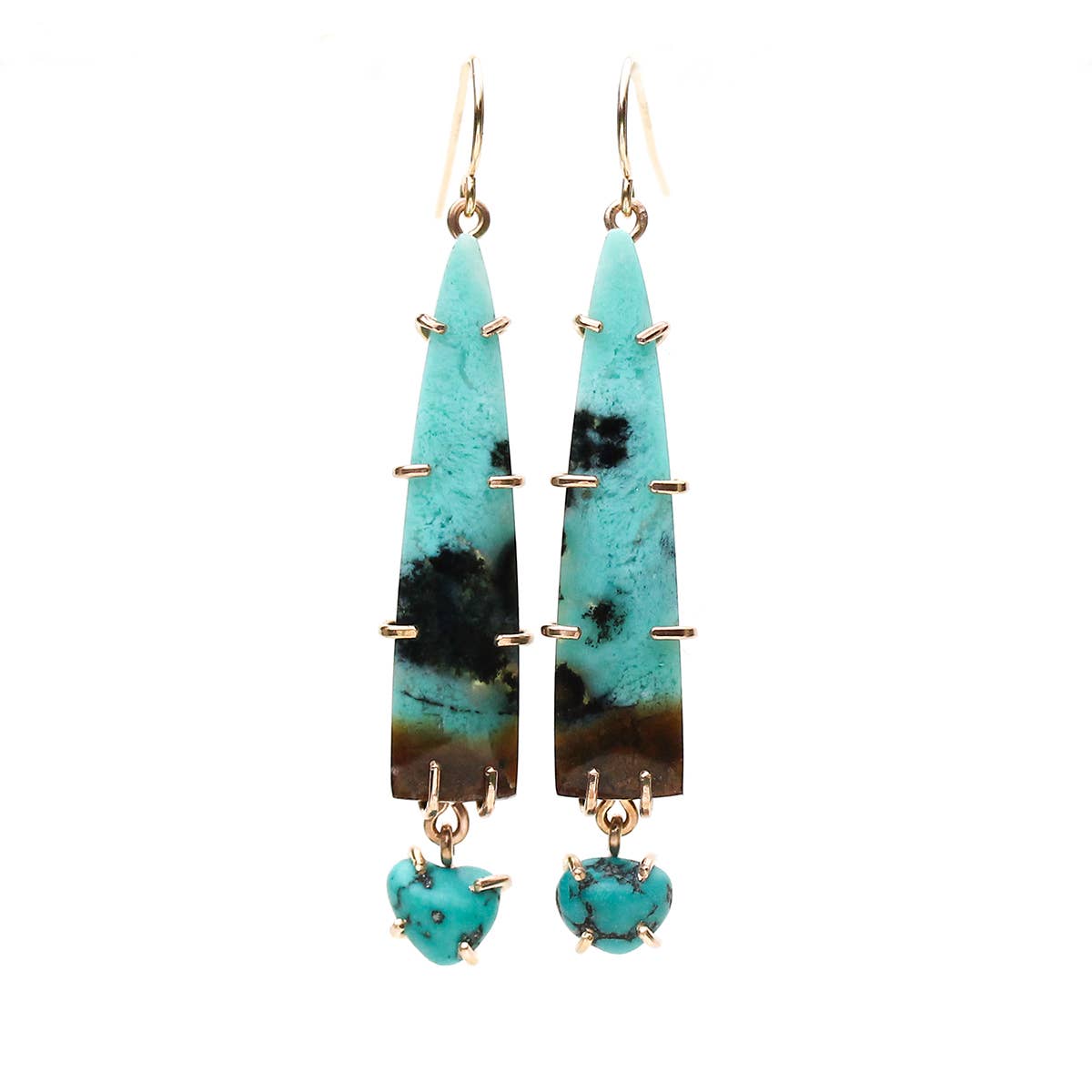 Chrysocolla and Turquoise Pebble Earrings