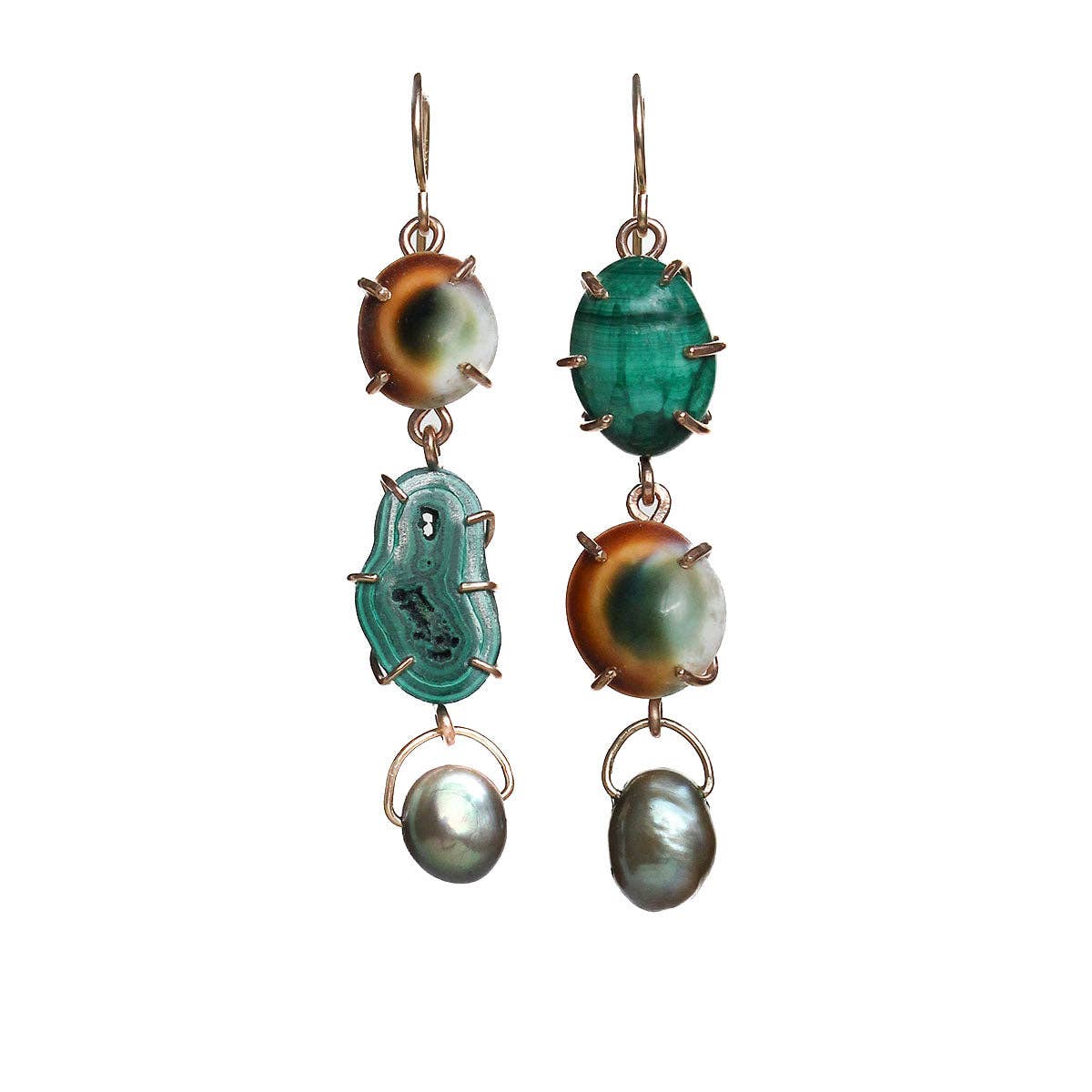 Eye of Shiva and Malachite Tier Earrings