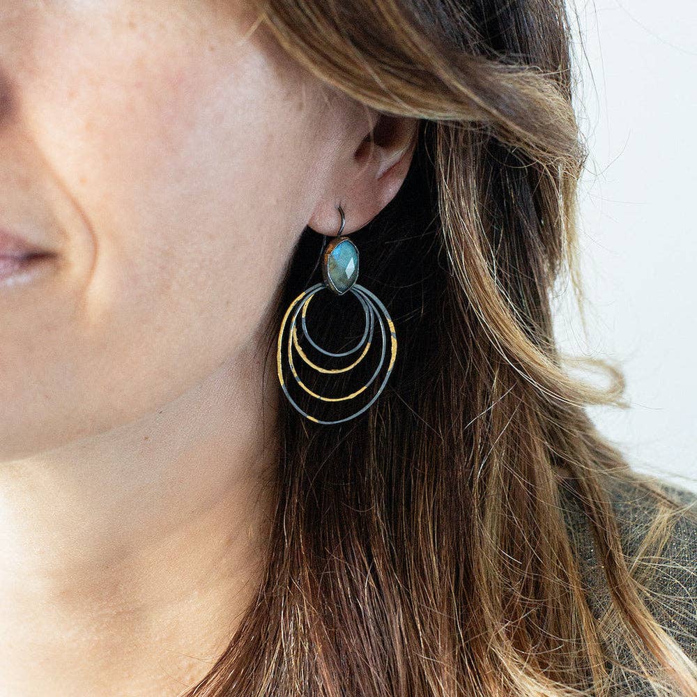 Ripple Rim Earrings: Teal Kyanite / Post