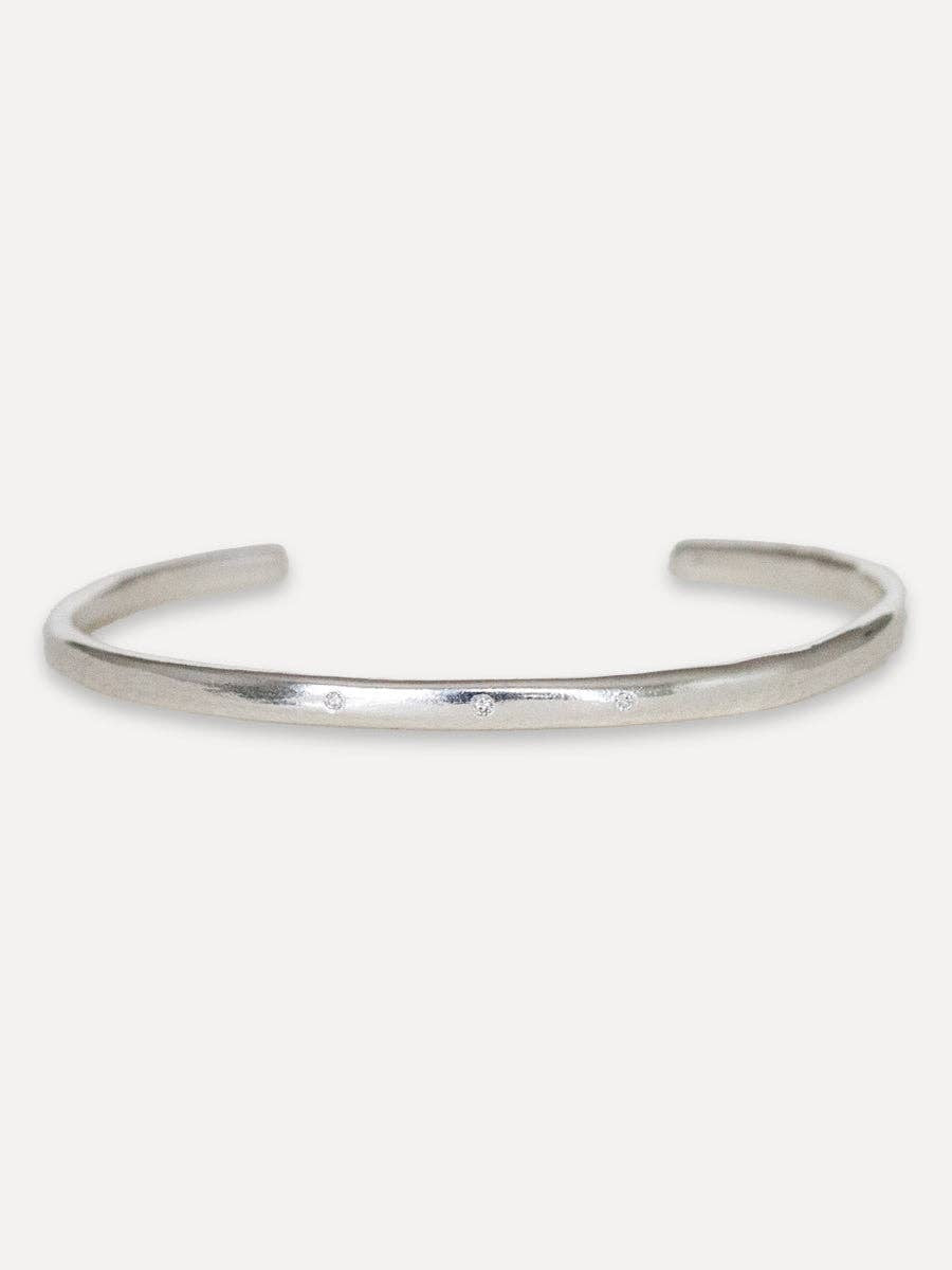 Organic Sterling Silver Diamond Cuff