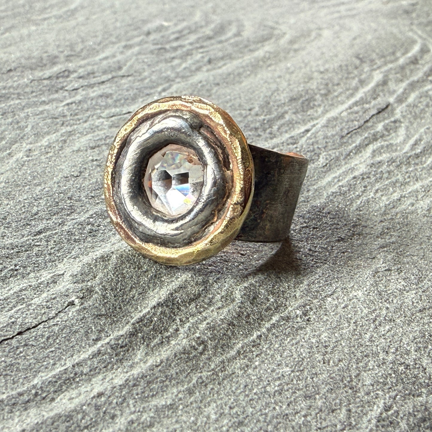 Mixed Metals Swarovski Ring
