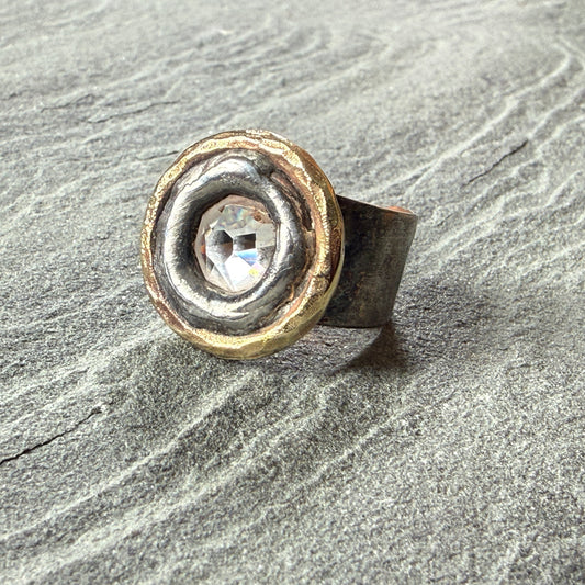 Mixed Metals Swarovski Ring
