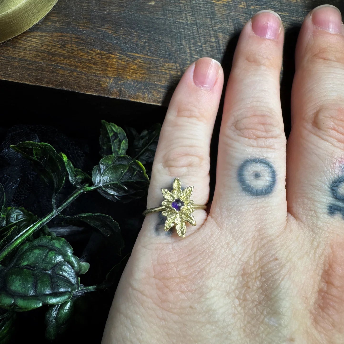 Brass Leafy Ring