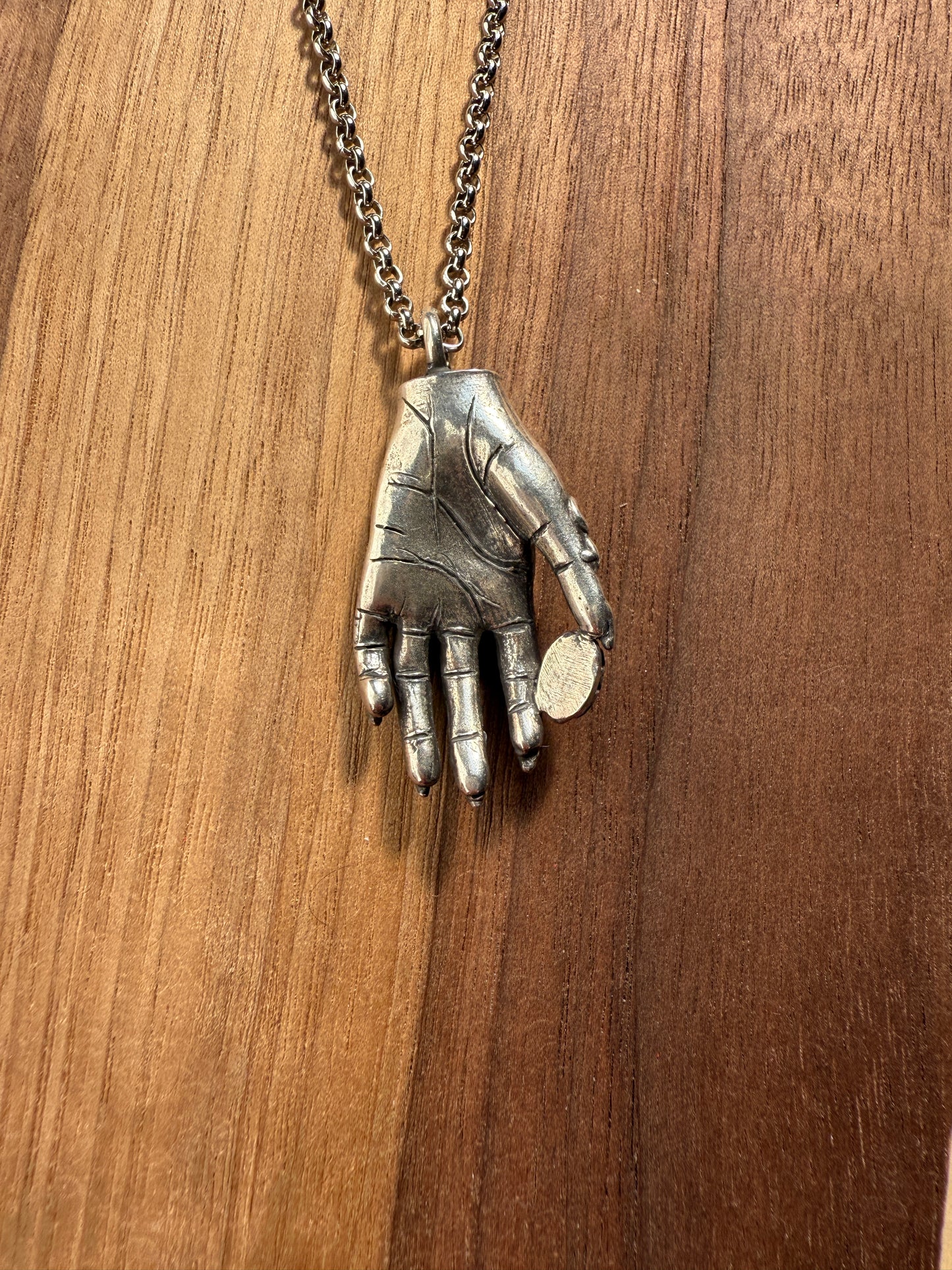 Sterling Alchemist Hand Pendant with black Diopside