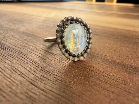 Rainbow Moonstone Ring