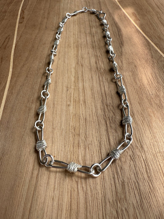 Large Link Barbed Wire Chain Necklace