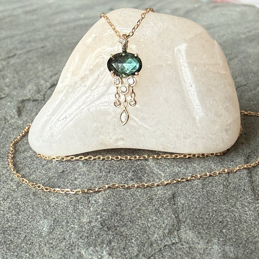 Tourmaline and Diamonds Jellyfish Necklace