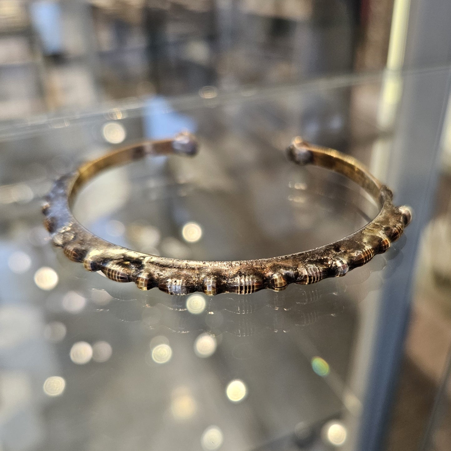 Brass Ball Chain on Stackable Brass Cuff