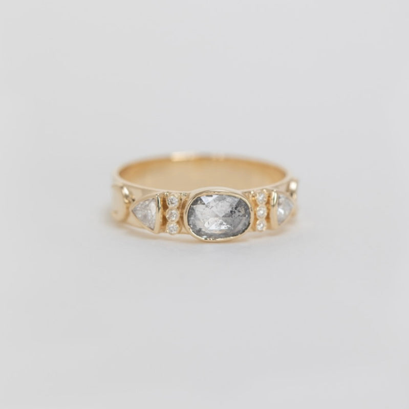 Rosecut Grey Diamond Band with diamonds