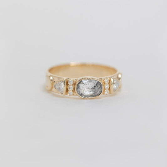 Rosecut Grey Diamond Band with diamonds