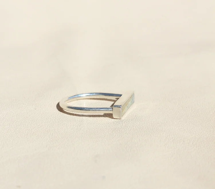 Larsonite Jasper Stone Stacker Ring