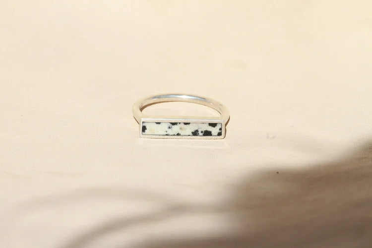 Dalmatian Jasper Stone Stacker Ring