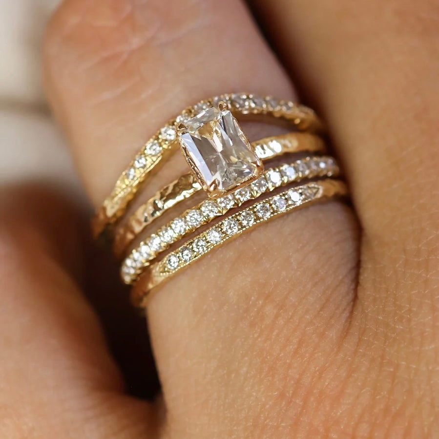 Gold Milgrain Band with Diamonds