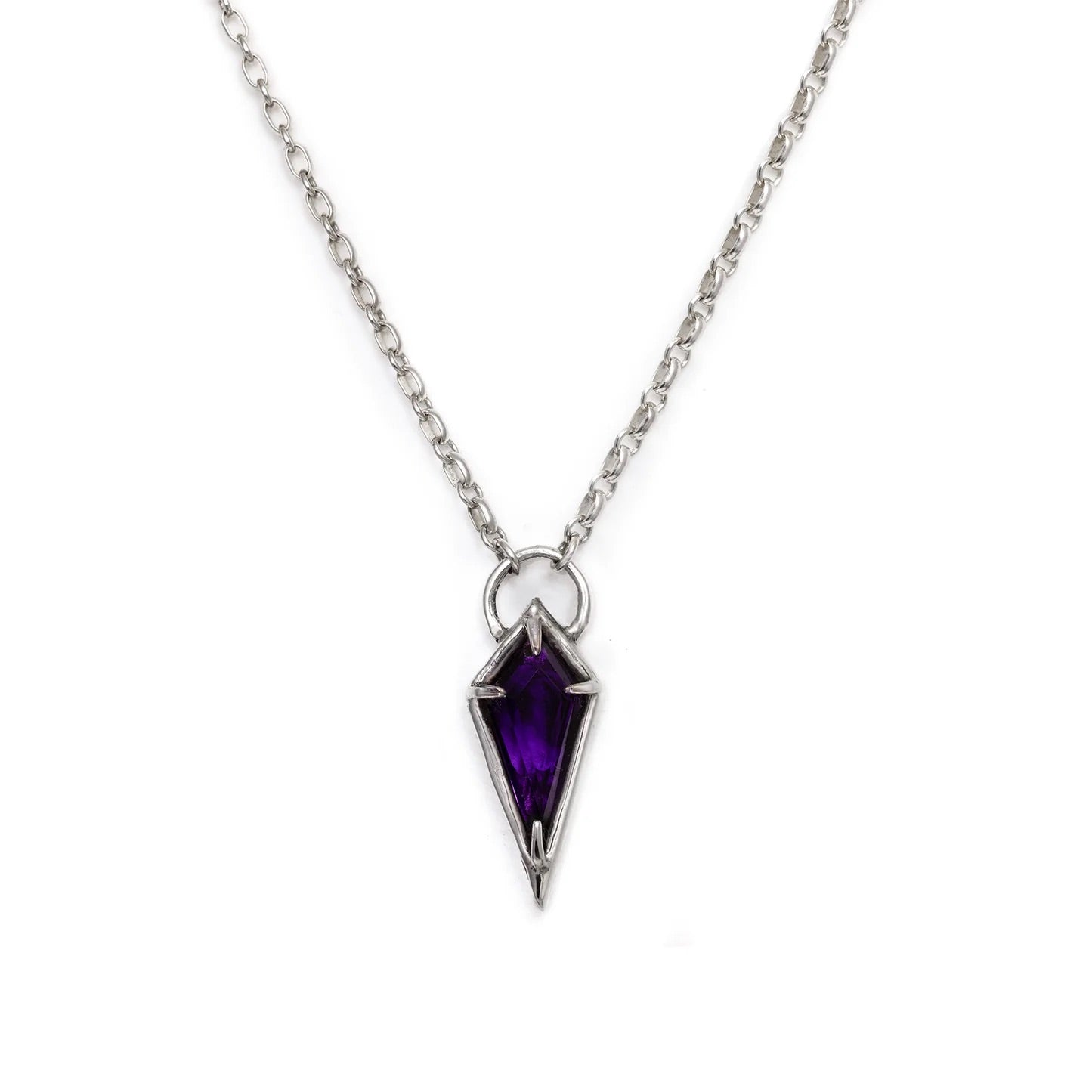 Amethyst Spike Shield Necklace