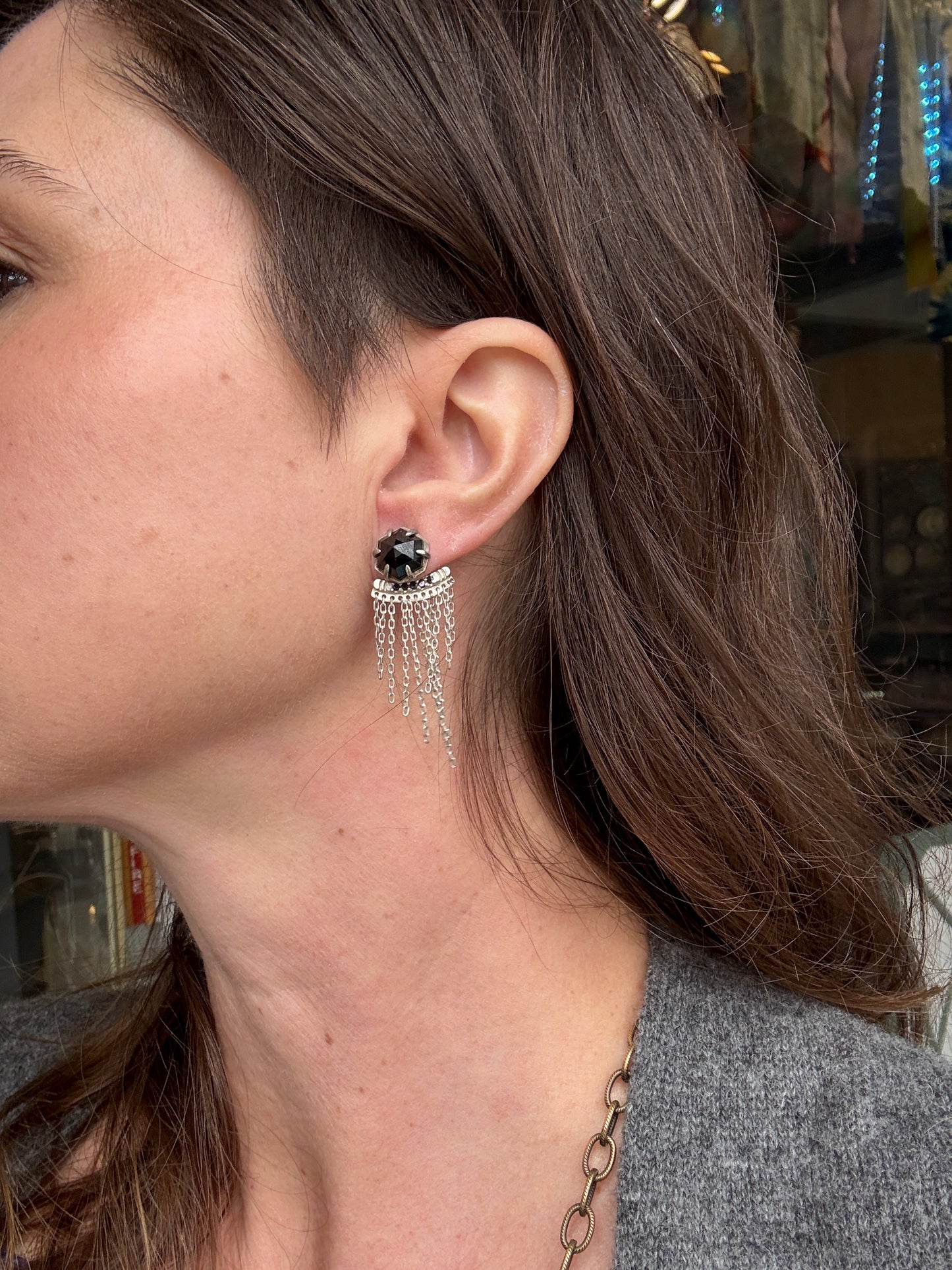 Sterling and Black Diamond Chandelier Earring backs