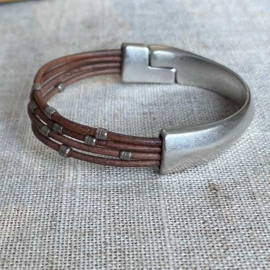 Thai Silver and leather bracelet