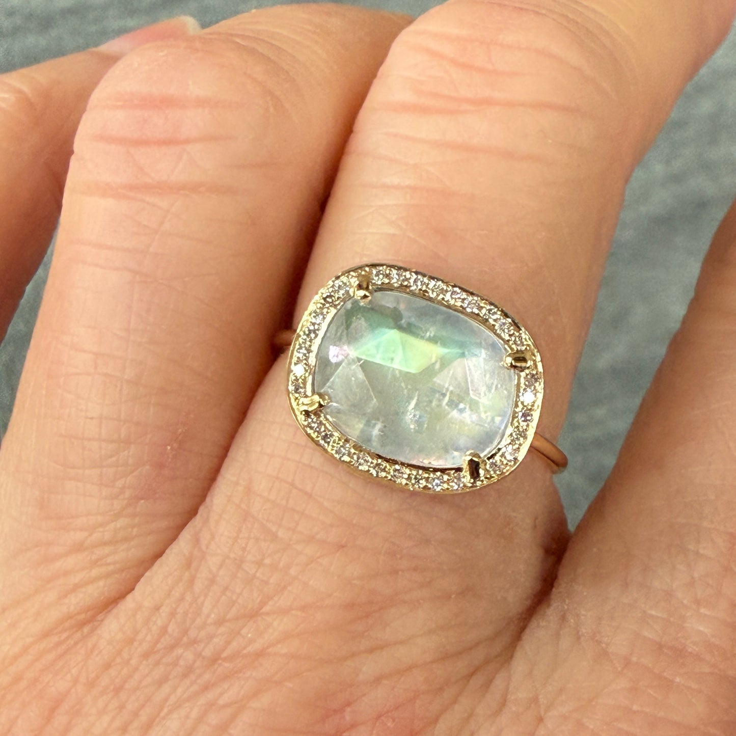 One of a kind "Stella"  Moonstone and Diamond Ring