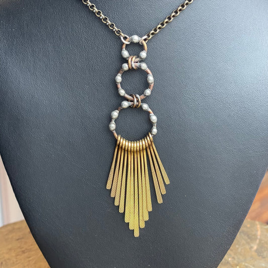 Brass Paddle Fringe Necklace