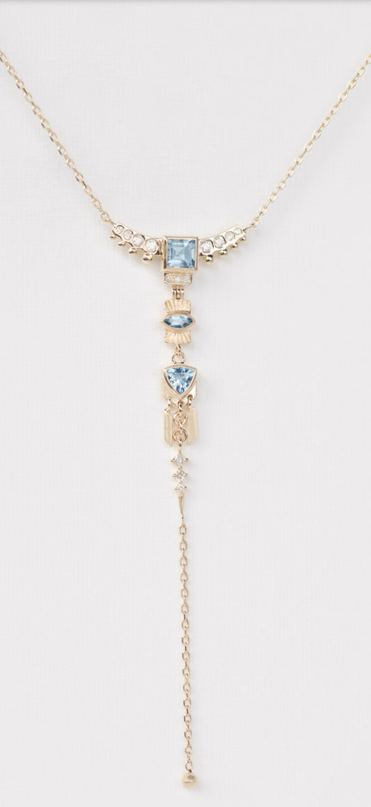 Totem Aquamarine & Diamond Lariat Necklace