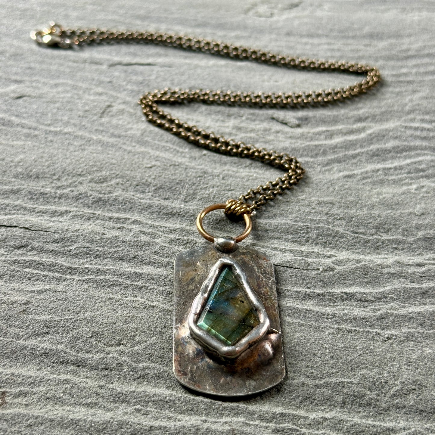 Labradorite Dog Tag Necklace