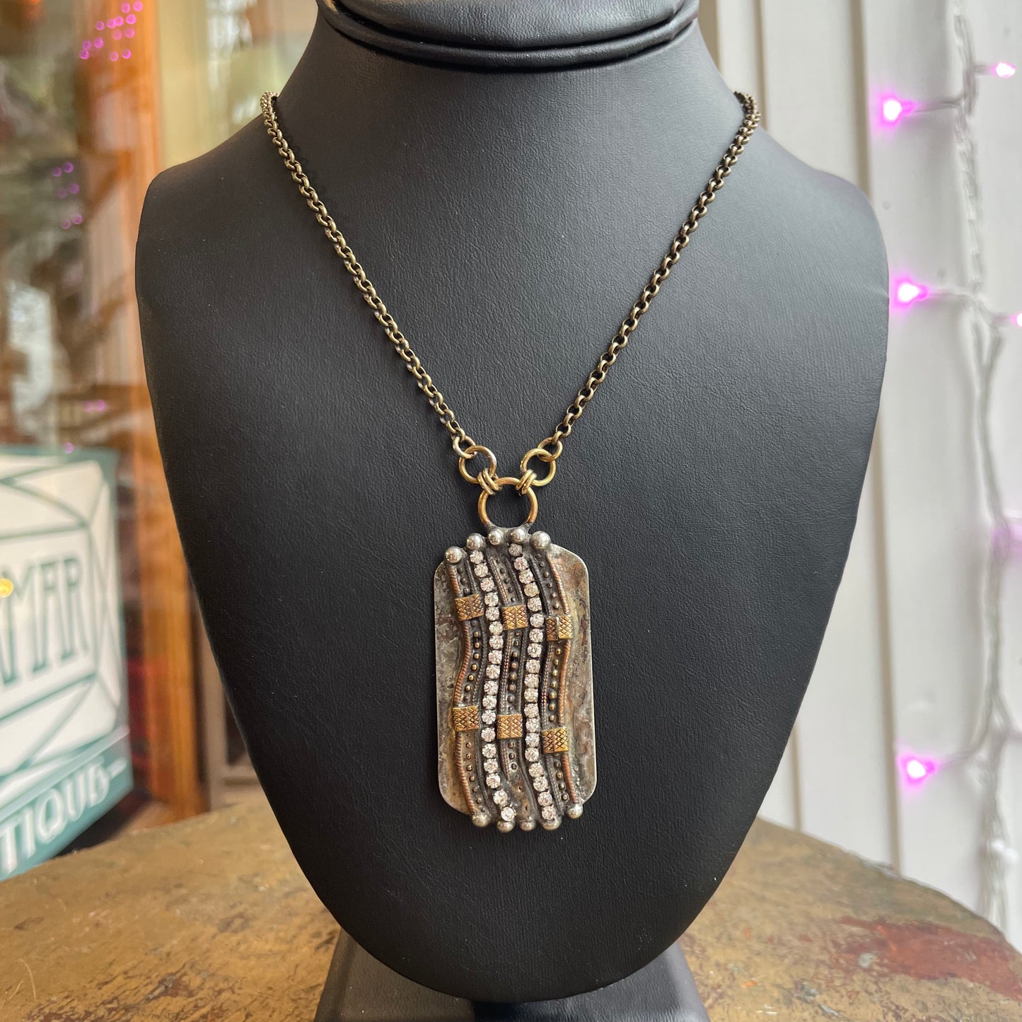 Brass Dog Tag shimmer crystals