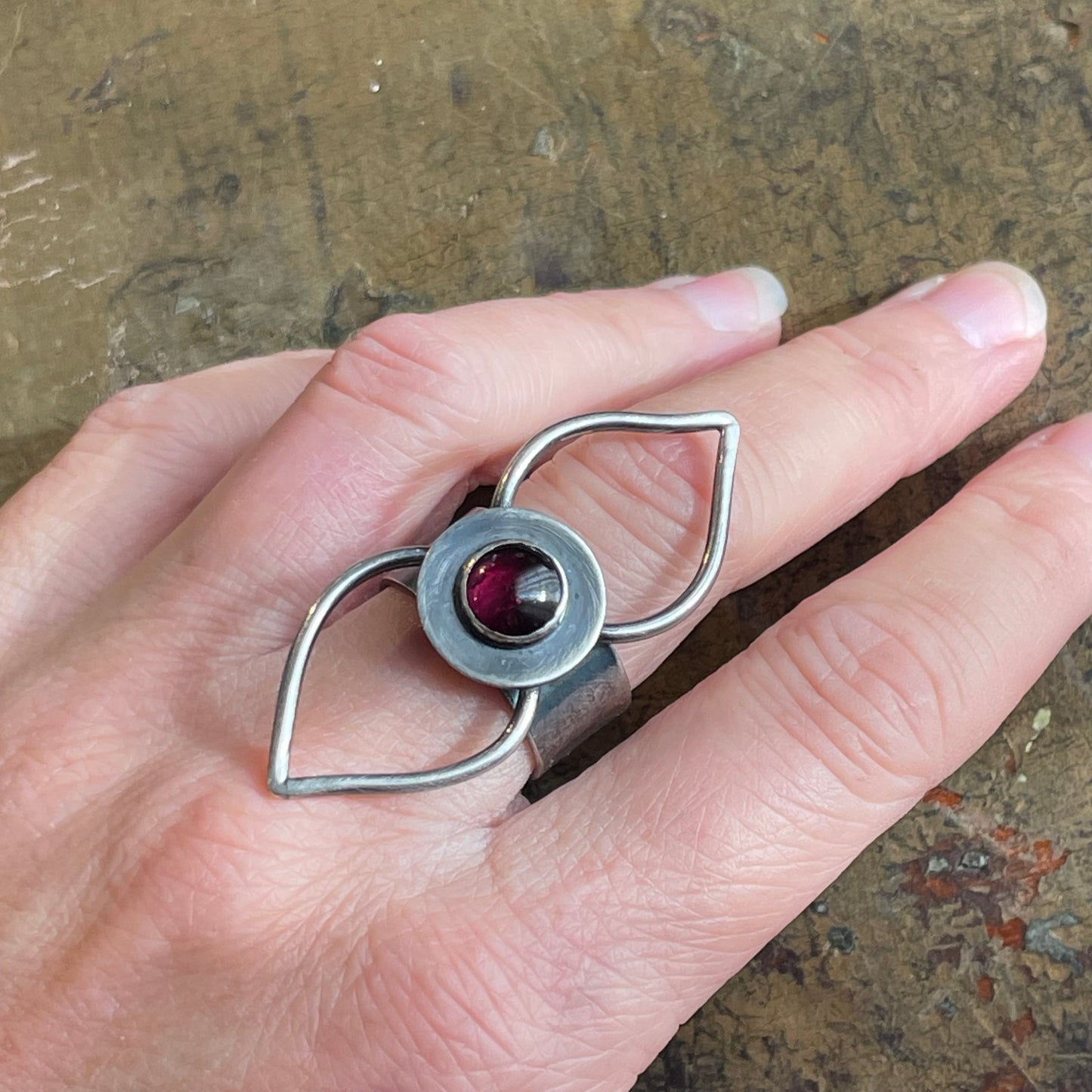 Big Petal Garnet Ring
