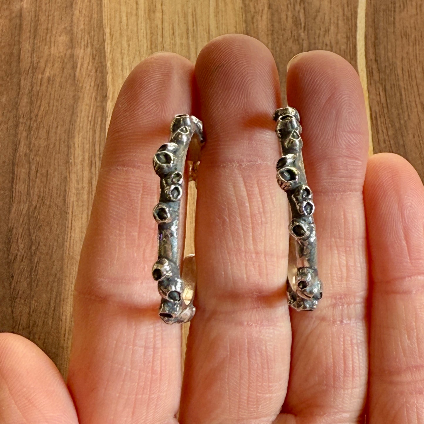 Sterling Barnacle Hoop Earrings
