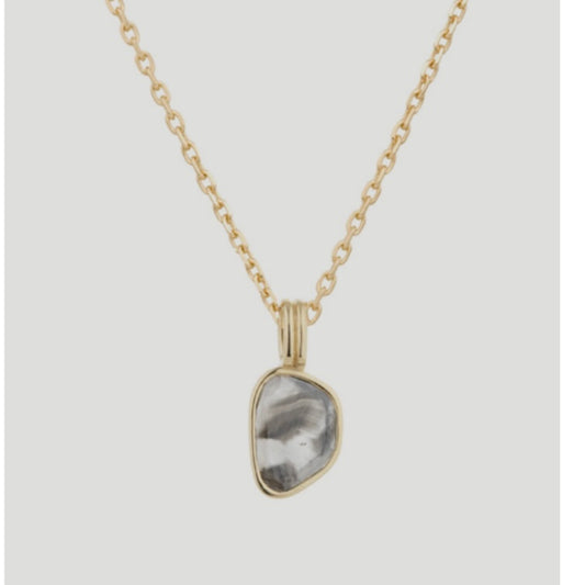 Grey Diamond Sliced Pendant Necklace