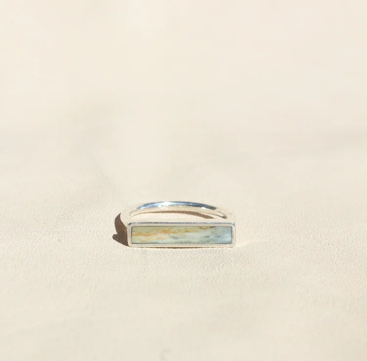 Larsonite Jasper Stone Stacker Ring