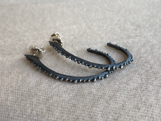 Oxidized Bumpy Long Hoops