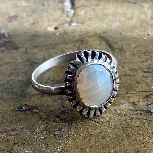 White Sapphire Ridge Rings