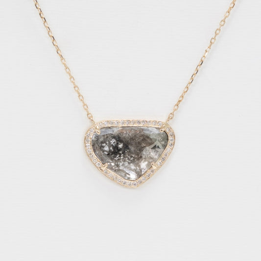 Stella Grey Diamond Slice  and Diamonds chain Necklace