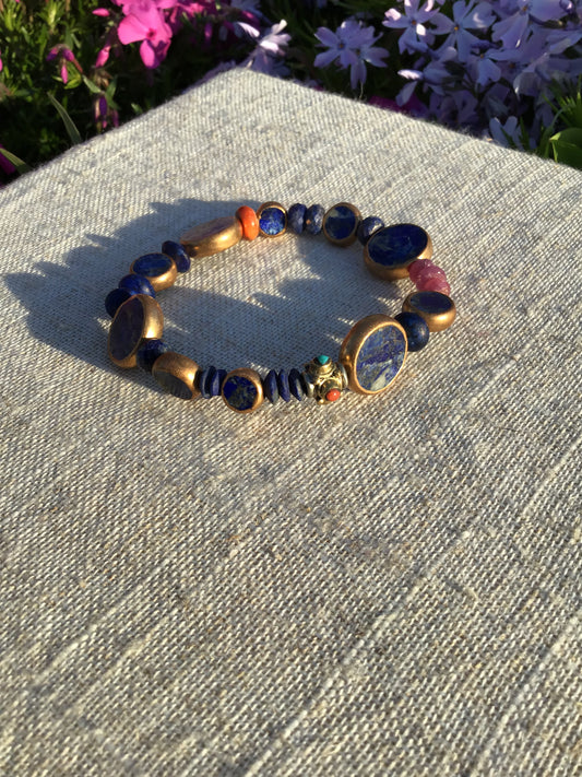 Large Lapis Fairy Pillow Bracelet