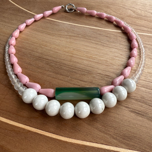 2 Strand Glass Bead Necklace