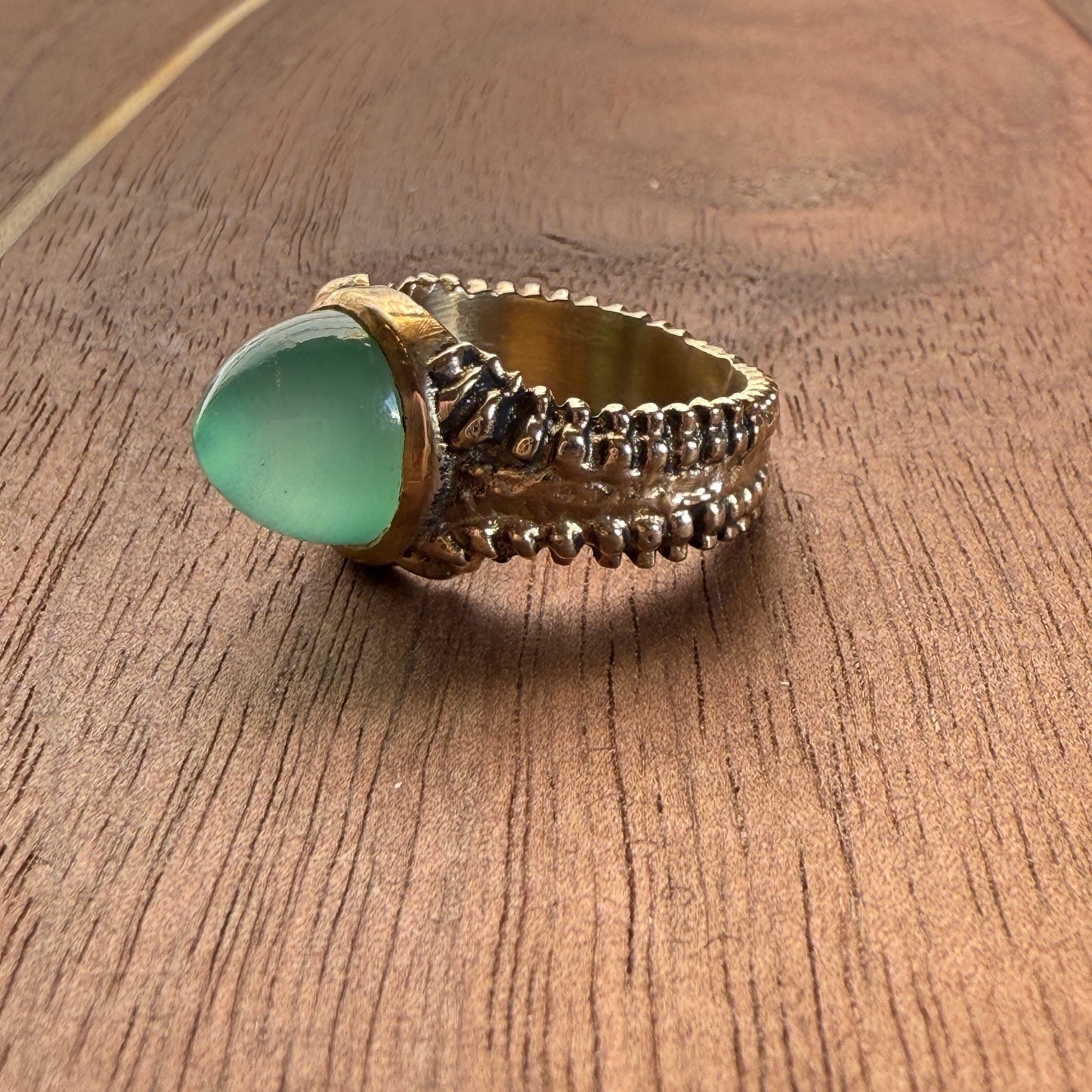 Gold Starfish Ring with Chrysoprase