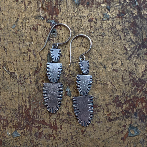 Triple Half Oval Ridge Earrings
