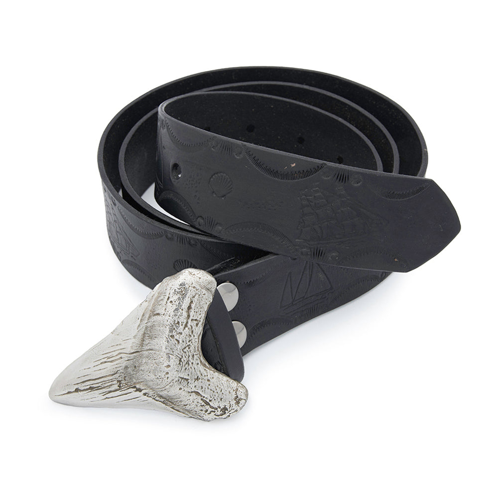 Sterling Silver Megalodon Tooth Belt Buckle