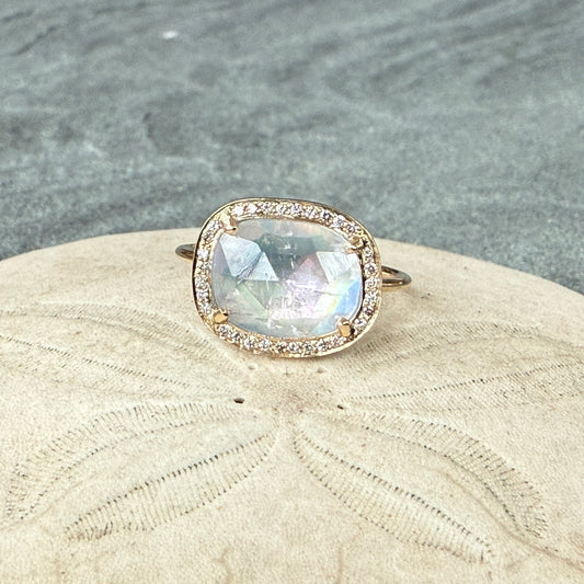 One of a kind "Stella"  Moonstone and Diamond Ring