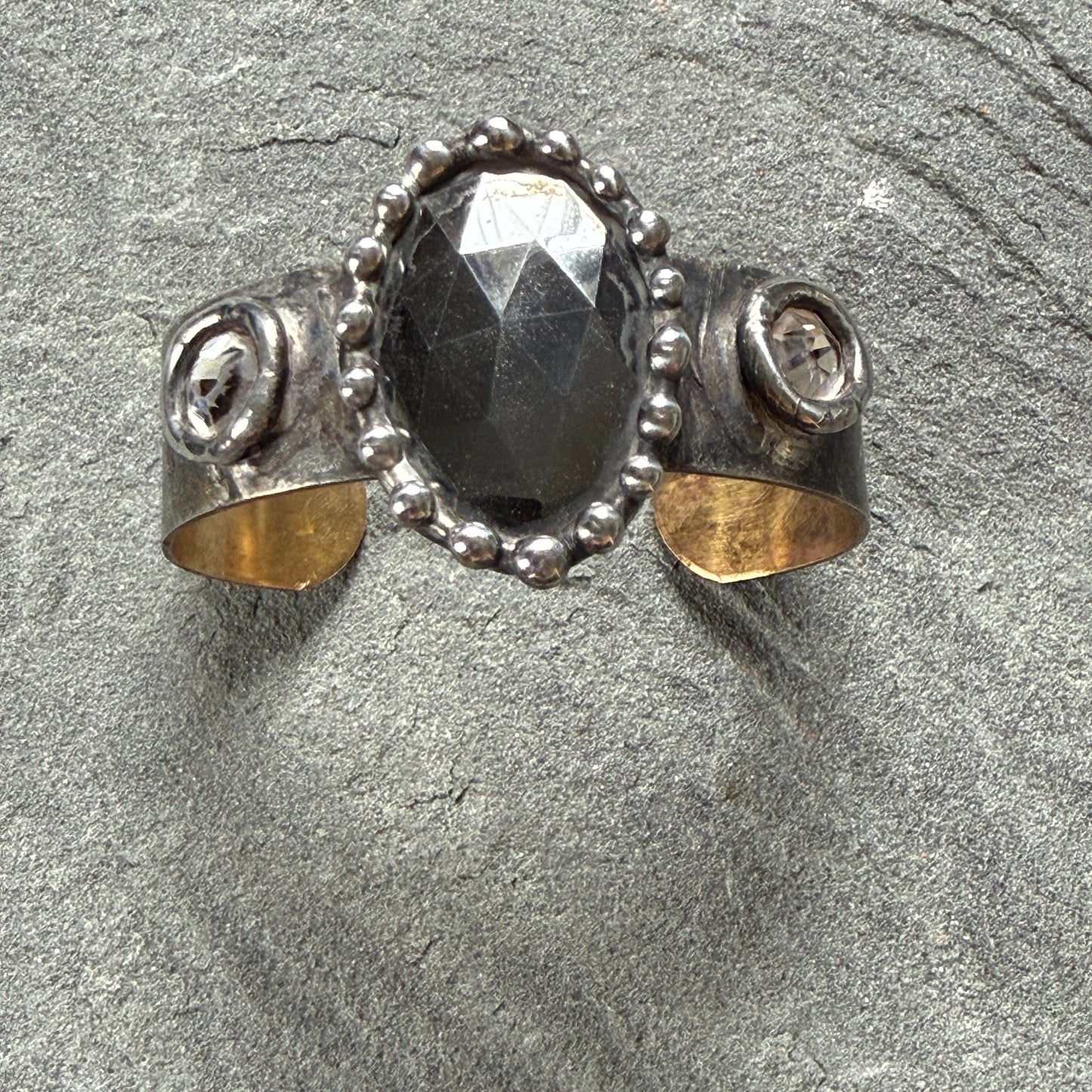 Hematite and Swarovski Cuff Bracelet