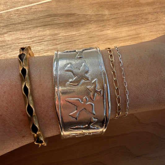 Sterling "Birds In Flight" Cuff Bracelet