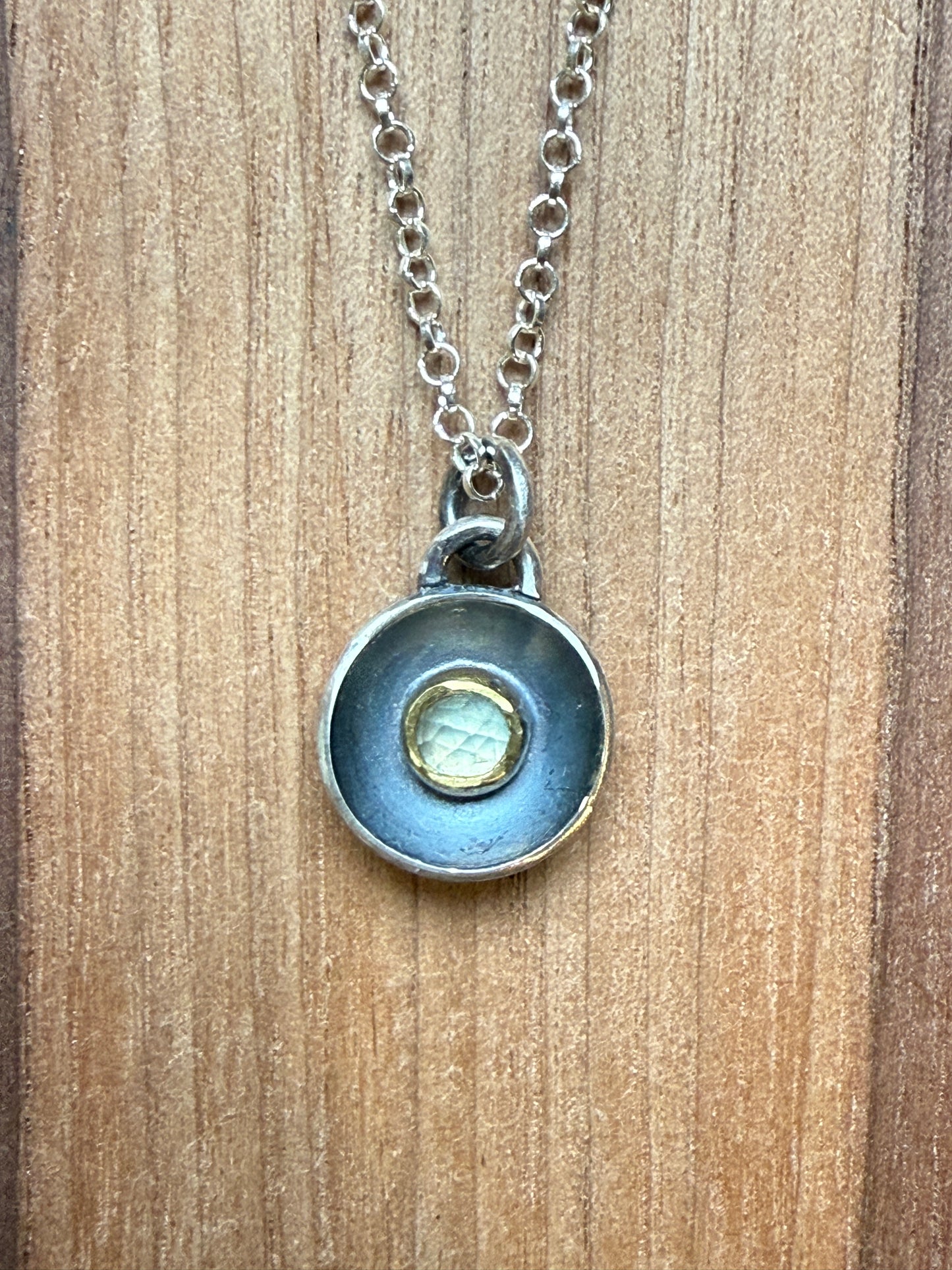 Prehnite Dome Pendant Necklace