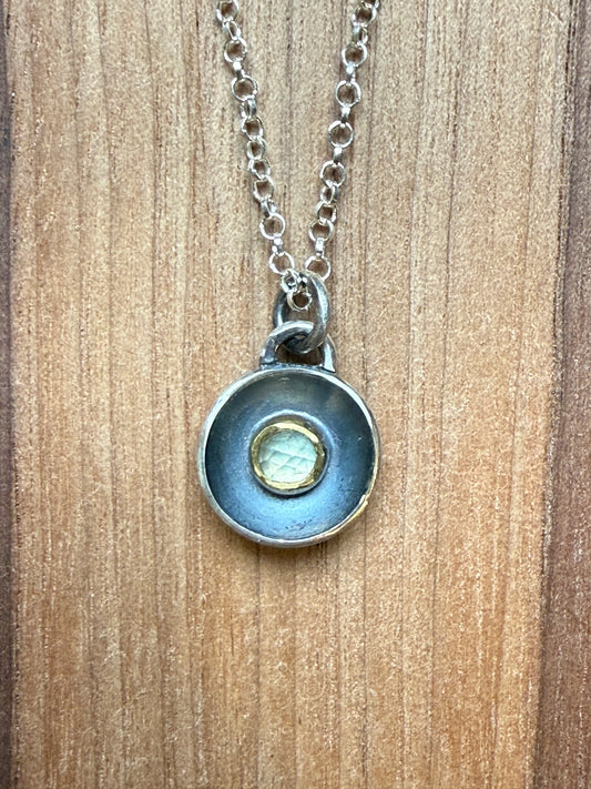 Prehnite Dome Pendant Necklace