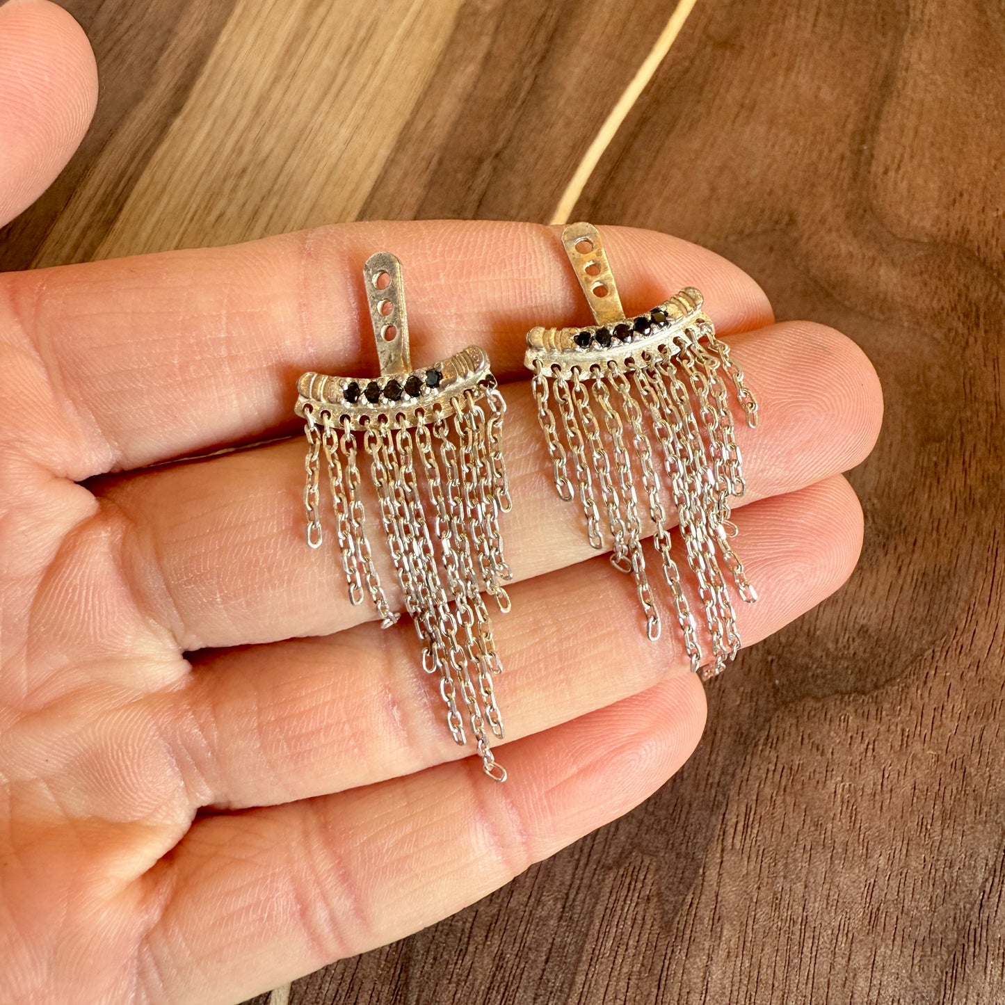 Sterling and Black Diamond Chandelier Earring backs